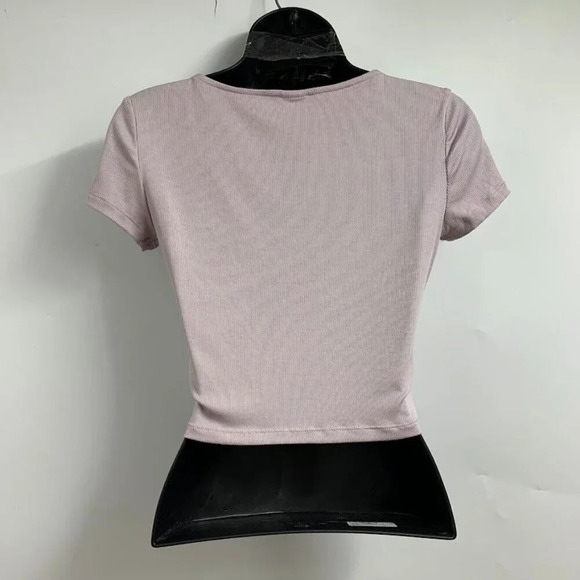 Aritzia Sunday Best Women's Ribbed V Neck Short Sleeve Shirt Size S - Picture 2 of 11